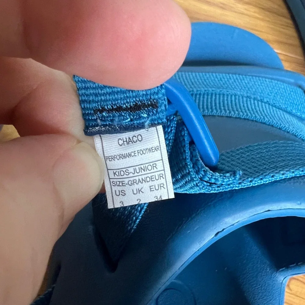 Chaco Chillos Sport Sandals Kids Size‎ 3 Ocean Blue Adjustable Strap Water Shoes